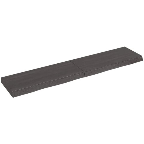 vidaXL Stenska polica temno rjava 140x30x(2-6) cm trdna hrastovina Cene