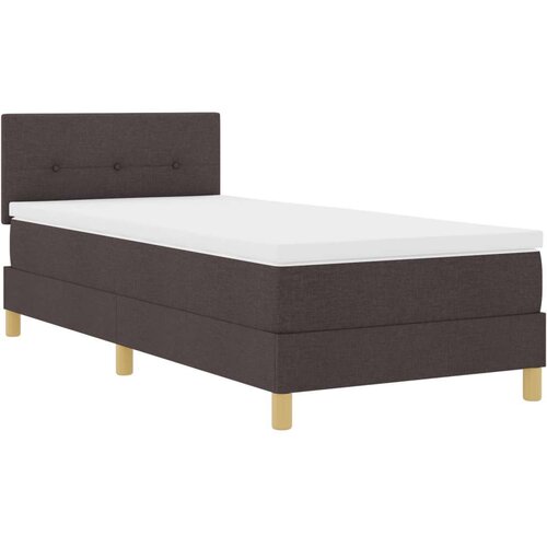  Krevet s podnicom s madracem tamnosmeđi 90x190 cm tkanina Slike
