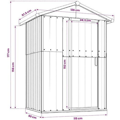 Vrtno spremi&amp;scaron;te antracit 126 x 97,5 x 177 cm pocinčani čelik Slike