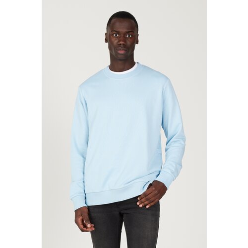 AC&Co / Altınyıldız Classics Men's Light Blue Standard Fit Regular Fit Crew Neck 3 Thread Cotton Sweatshirt Slike