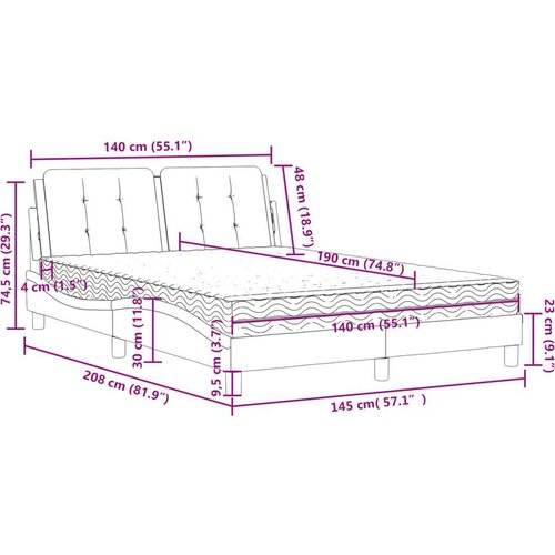  Krevet s madracem sivi 140x190 cm od umjetne kože Slike