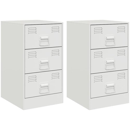 Maison Chic Dvo delni komplet Nočne omarice - Nočne mize bela 34,5x39x62 cm jeklo, (21688811) Slike