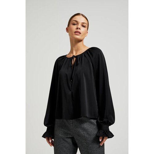 Moodo Women's blouse with puff sleeves - black Slike