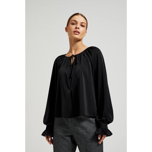 Moodo Women&amp;#039;s blouse with puff sleeves - black Slike