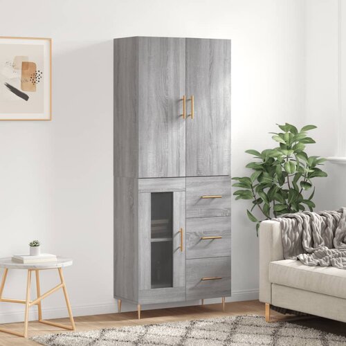 vidaXL Visoka komoda siva sonoma 69,5x34x180 cm inženirski les Cene