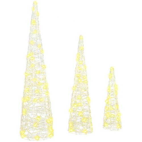 vidaXL Božično drevo 3 pcs Toplo bela 40 cm 60 cm 80 cm Akril Cene