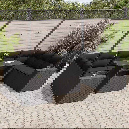 vidaXL 10-dijelni set vrtnih sofa s jastucima crni od poliratana Cijene