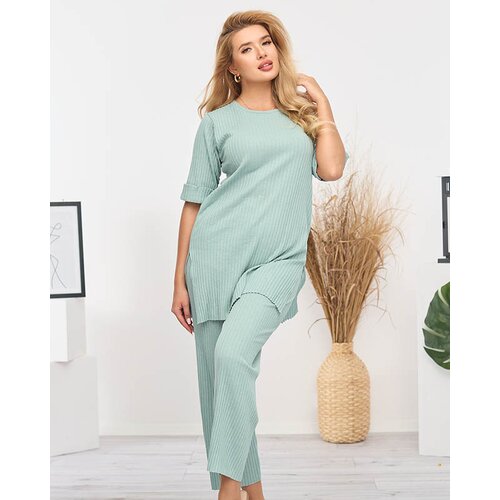 Resti Women's light green striped cotton set - Clothing Cene