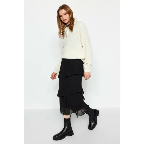 Trendyol Black Ruffle Knitted Skirt