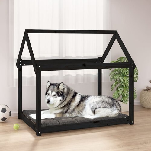 VidaXL Krevet za pse crni 111x80x100 cm od masivne borovine Slike