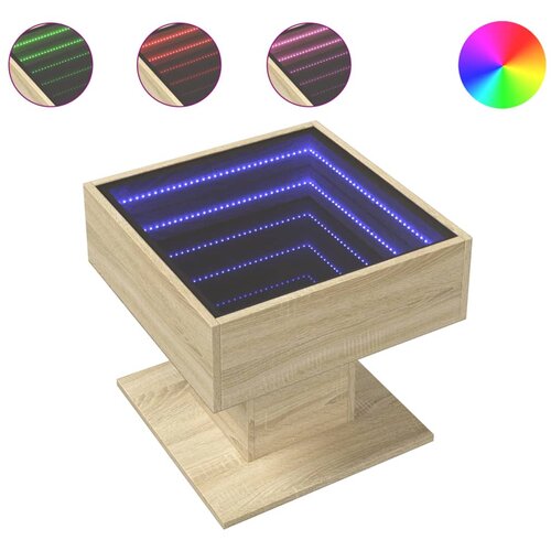 Maison Chic Klubska mizica - kavna mizica - Nizka mizica LED sonoma hrast 50x50x45 cm inženirski les, (21755314) Cene