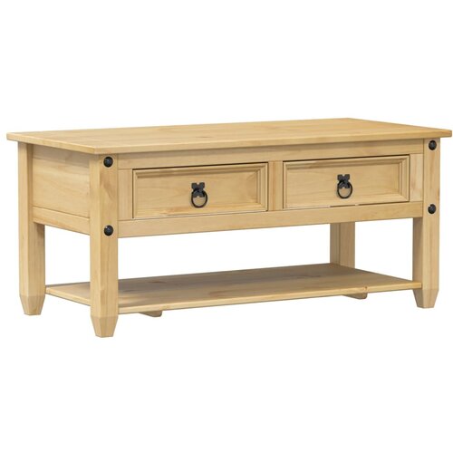 Maison Chic Klubska mizica - kavna mizica - Nizka mizica s predali Corona 100x48x45 cm trdna borovina, (21753377) Slike