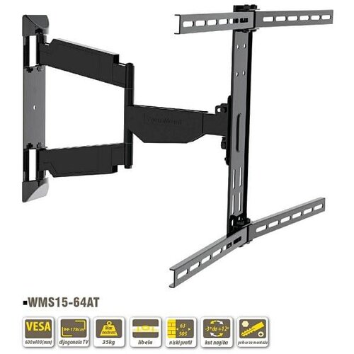  Tv nosač izvlačni za lcd dijagonale 94-178 cm, nagib -3- +12 +class WMS15-64AT Cijene