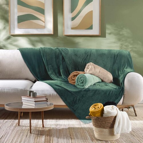 Douceur d int&amp;eacute;rieur Plava deka od mikroflanela 125x150 cm Flanou &amp;ndash; Slike