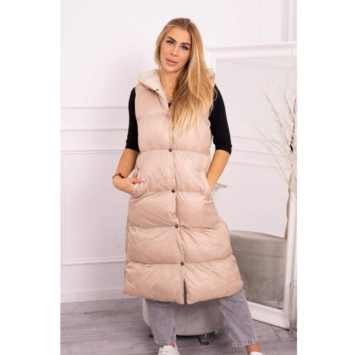 Kesi Quilted vest with a hood beige Slike