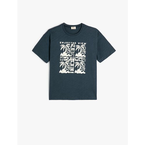 Koton T-Shirt Short Sleeve Summer Theme Crew Neck Cotton Slike