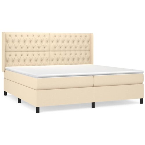 VidaXL Box spring postelja z vzmetnico krem 200x200 cm blago, (20761018) Slike