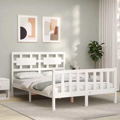 vidaXL Okvir kreveta s uzglavljem bijeli 120 x 200 cm od masivnog drva