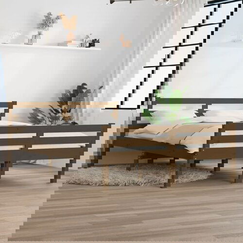 The Living Store Posteljni okvir medeno rjav iz trdnega lesa 140x200 cm - Posteljni Okvir, (21526340) Slike