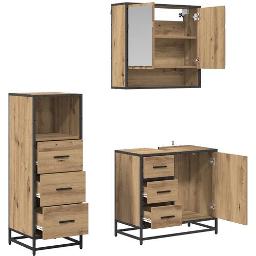  Set namje&amp;scaron;taja za kupaonicu 3 kom. Umjetnički hrast Smeđa 65 x 33 x 60 cm Slike