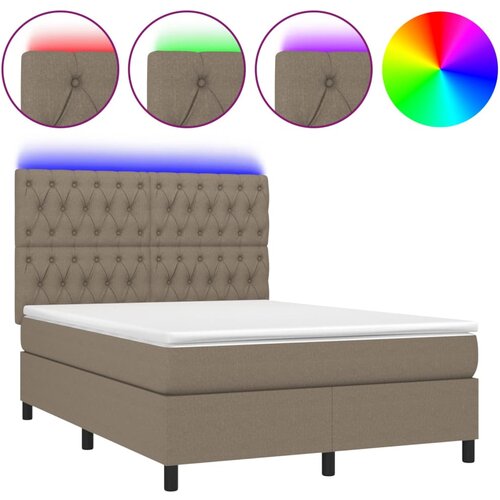 Maison Chic Box spring postelja - Vzmetna postelja z vzmetnico LED taupe 140x200 cm blago SL15462, (21903664) Cene