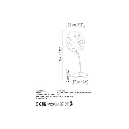 Opviq Stona lampa Leaf-15325, Zlatno-crna Slike