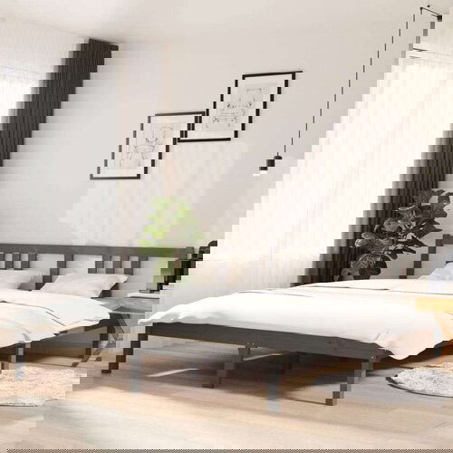  Za krevet od masivnog drva sivi 160 x 200 cm Slike