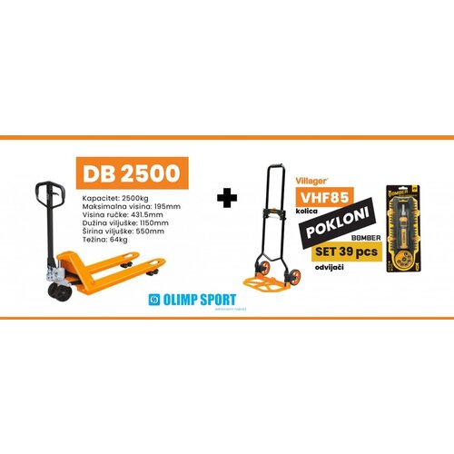 Villager Akcija Paletar DB 2500 + Rasklopiva kolica VHF 85 i Bomber set 39pcs Cene