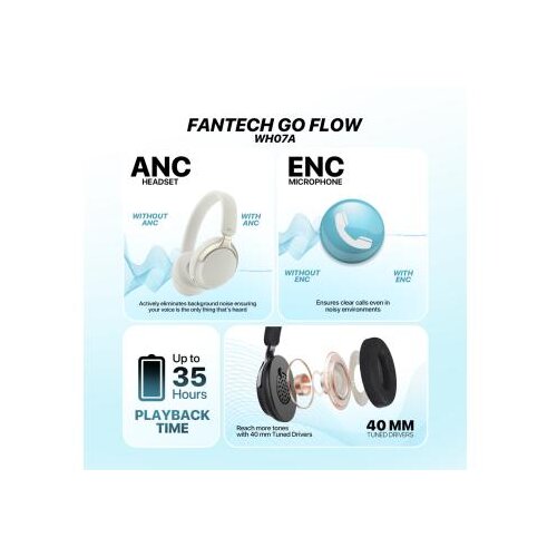 Fantech bluetooth slu&amp;scaron;alice go flow WH07A sive Slike