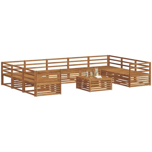  Set vanjskih sofa 10 kom. Prirodna Čvrsto drvo akacije Slike