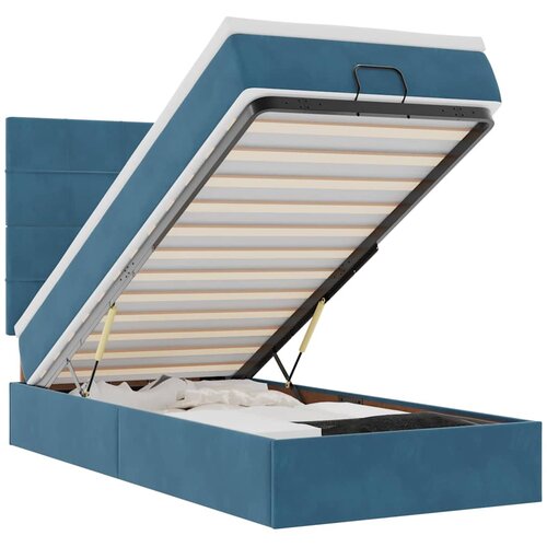 Maison Chic Otomanski Posteljni okvir - Enojna postelja - Postelja za odrasle z vzmetnicami moder 90x190cm žamet-J2028, (21773073) Cene