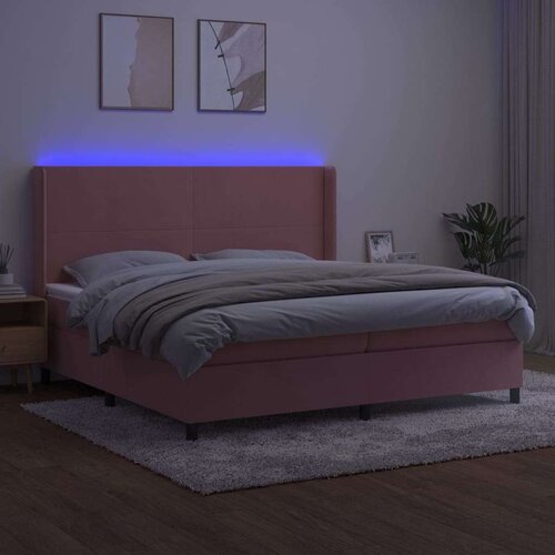  Box spring s madracem LED ružičasti 200x200cm bar&amp;scaron;unasti Slike