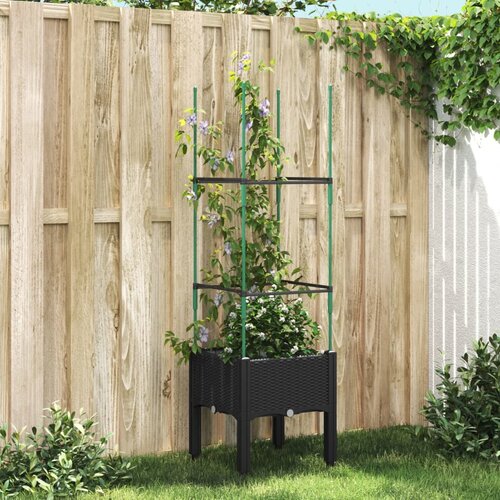 vidaXL Vrtna sadilica s rešetkom crna 40 x 40 x 142 5 cm PP Cijene