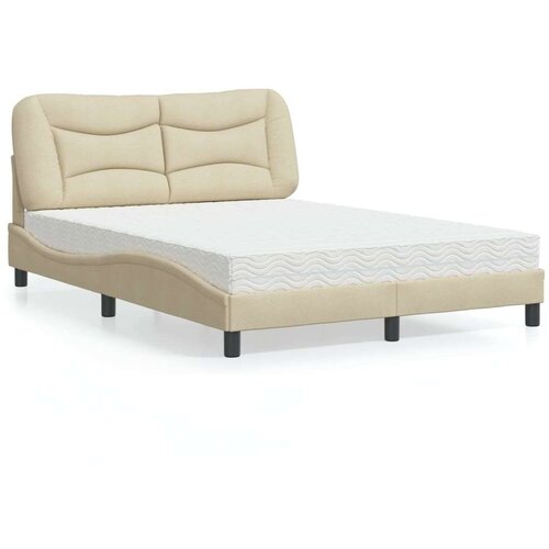  Krevet s madracem krem 140x200 cm od tkanine Slike
