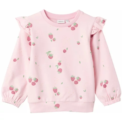 name it Sweater majica 'DION' zelena / roza / ružičasta
