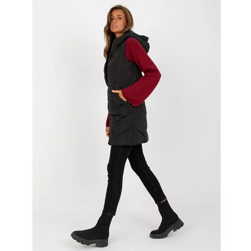 Fashion Hunters Black long down vest with quilting