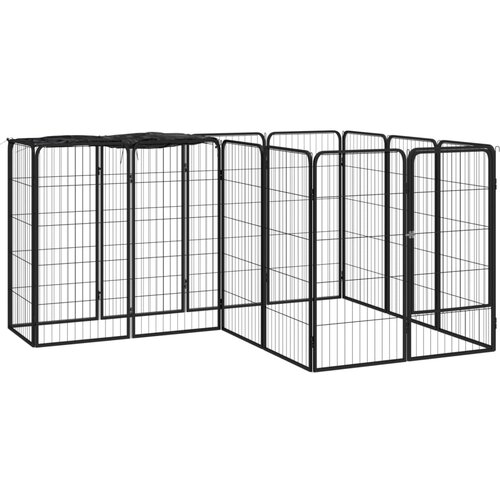 VidaXL Ograda za pse s 14 panela crna 50 x 100 cm čelik obložen prahom Slike
