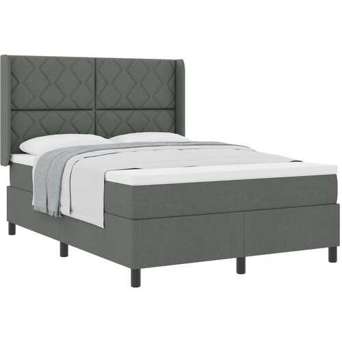 vidaXL Box Spring Bed z materacom Temno siva 140x200 cm Tkanina Cene