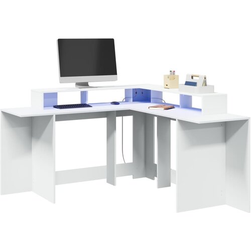 vidaXL Radni stol LED bijeli 152x152x91 cm od konstruiranog drva Cijene