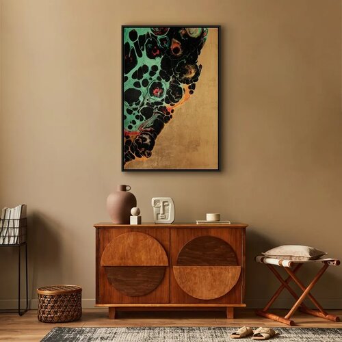  Slika - Composition of Micro Shapes (1-part) - Abstract Forms of Colors 60x90 U crnom drvenom okviru Slike