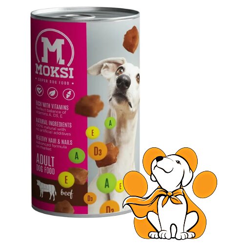 Moksi moski adult dog beef 1240g, ukusna hrana za odrasle pse sa govedinom Cene