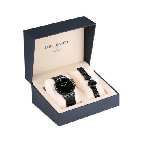 Paul Hewitt ručni sat set perfect match sailor line black sunray crni i phrep crna tekstilna narukvica ( ph-pm-4-m ) Cene