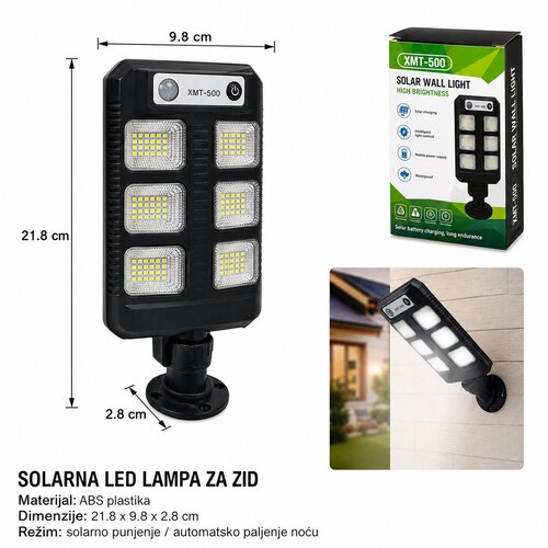 KMT Solarna LED lampa, Crna Cene