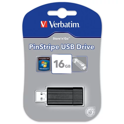 Verbatim USB DRIVE PIN STRIPE 16GB BLACK (484186)