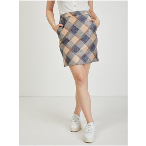 Orsay Beige-gray checkered skirt - Ladies Slike