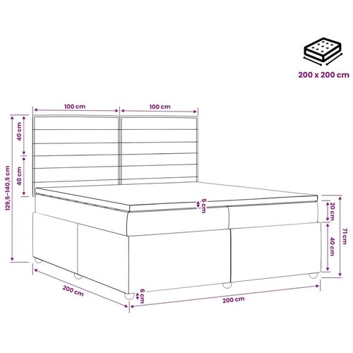  Boxspring krevet s madracem Plava 200 x 200 cm Tkanina - Plava 200 x 200 cm Dizajn linija Slike