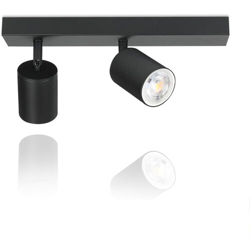 Nettlife 2 žarnici, max. 25 W GU10 LED stropna svetilka, črna, moderna svetilka za hodnik, vrtljiva za 350°, industrijska stenska svetilka, (22116849) Cene