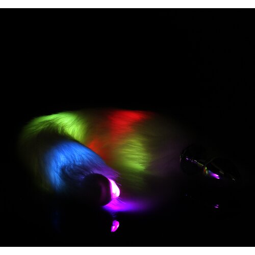 Ouch Light-up Fox Tail with Metal Butt Plug White Slike