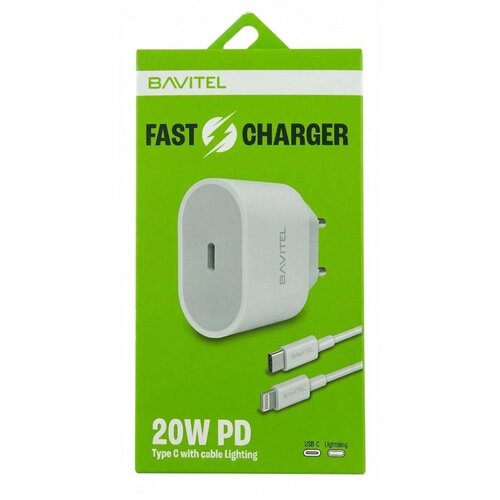 BAVITEL punjač 20W PD Type C +kabl Type C/ Lightning bela Slike