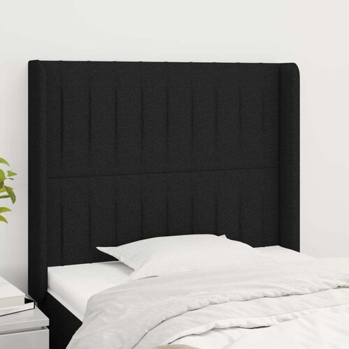  Uzglavlje s u&amp;scaron;ima crno 93x16x118/128 cm od tkanine Slike